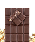 Unwrapped bar of Dark Chocolate Almond 55% cacao