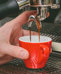 Pulling espresso shots in the Equal Exchange coffee lab